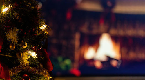 Close-up of illuminated christmas lights