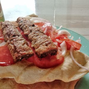 Close-up of meat served in plate