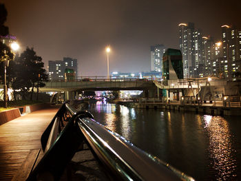 City lit up at night