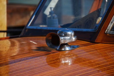 High angle view of glass on table. venice, italy.