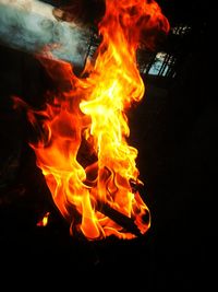 Close-up of bonfire at night