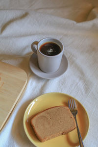 High angle view of coffee on table