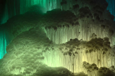 Close-up of frozen water in cave