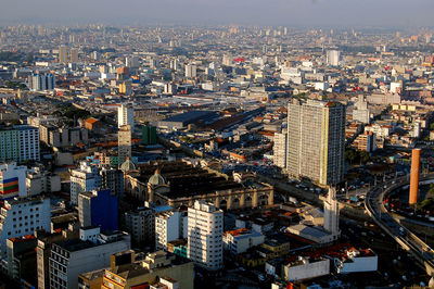 High angle view of cityscape against sky