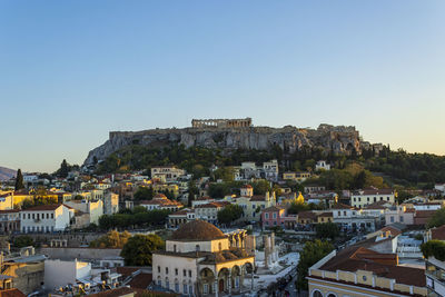 Athens acropolis view on the rooftop