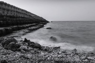 Scenic view of sea against clear sky