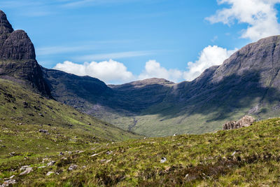 Scenic view of mountains against sky