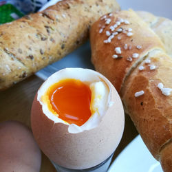 Close-up of breakfast on table