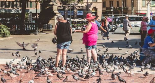 People on street in city