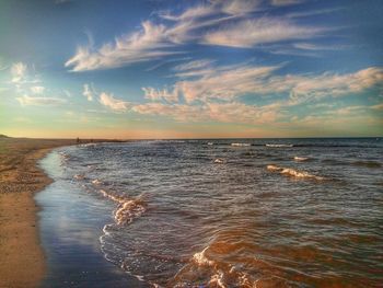 Scenic view of sea against sky during sunset