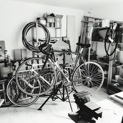 Bicycles in parking lot