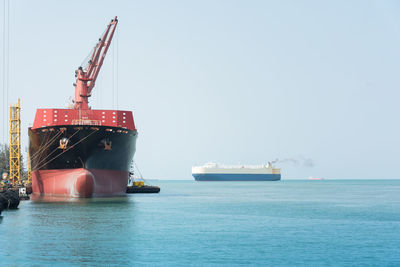 Ship in sea against sky