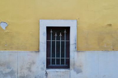 Closed door of building