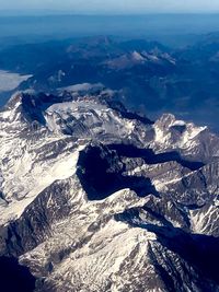 Aerial view of snowcapped mountains