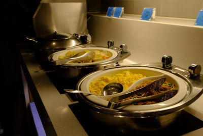 High angle view of food in kitchen