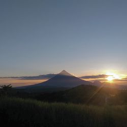 Sunset over mountain range