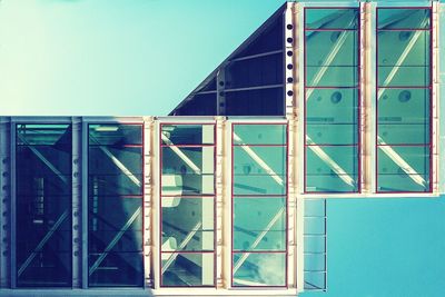 Low angle view of built structure against blue sky