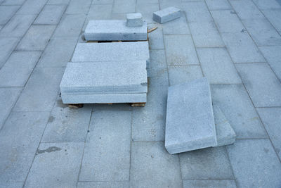 High angle view of stone wall