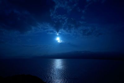 Scenic view of sea against sky at night