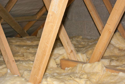 High angle view of wood at construction site