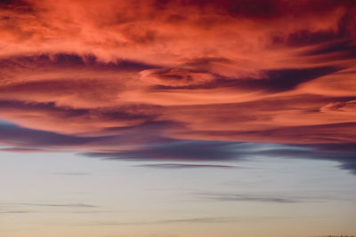 Dramatic clouds in the sky at sunset