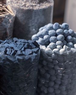 Close-up of blackberries in container