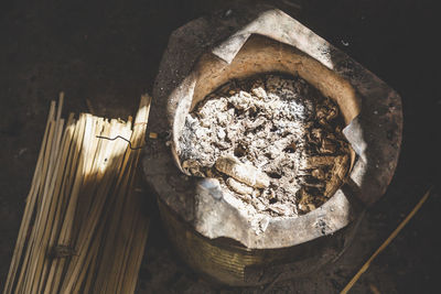 Charcoal cooking locals.