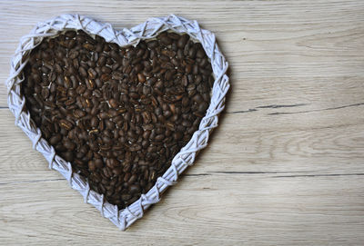 High angle view of heart shape on table