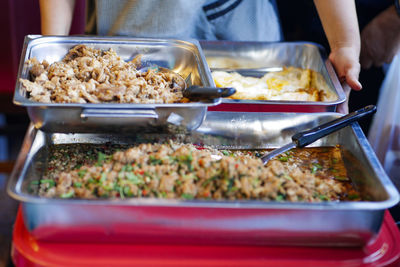 Close-up of meal served on table