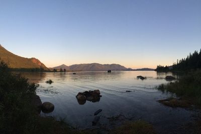 Scenic view of lake against sky