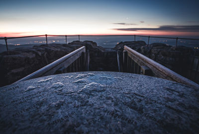 Surface level of water at sunset