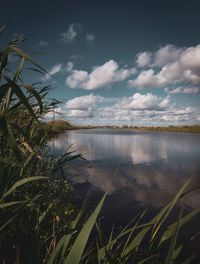 Scenic view of lake against sky