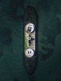 High angle view of old clock at sea