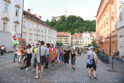 People on street in city