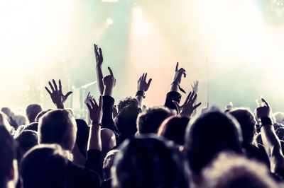 Rear view of crowd enjoying during music concert