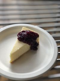 Close-up of cake in plate on table