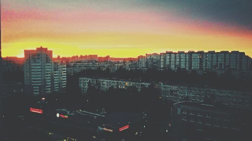 View of city at sunset