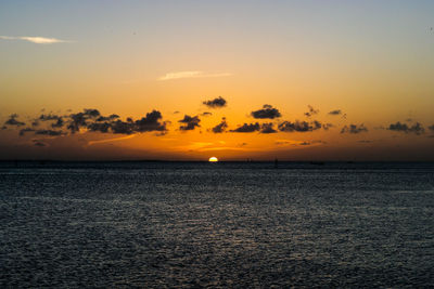 View of calm sea at sunset