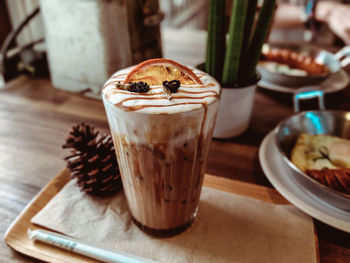 Close-up of coffee on table