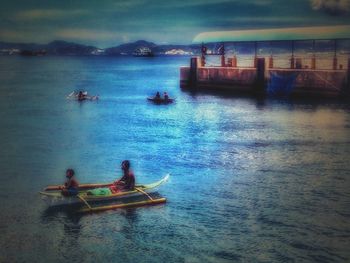 Boat sailing in sea