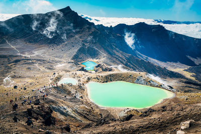 High angle view of lake against sky