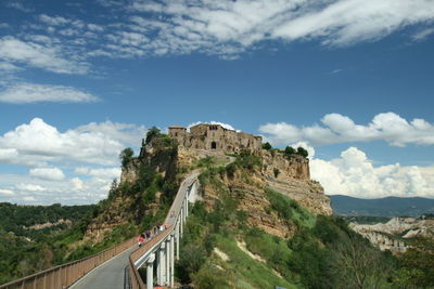 Low angle view of old ruins against sky