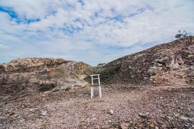 Built structure on mountain against sky