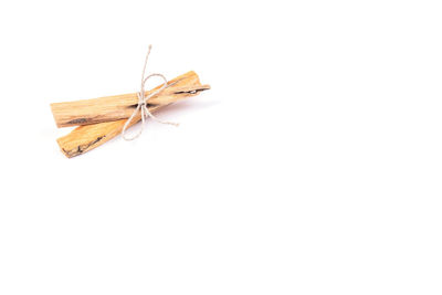 Close-up of dry leaves over white background