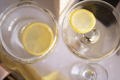 Close-up of drink on glass table