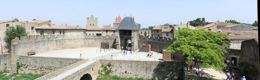 Panoramic view of old building against sky