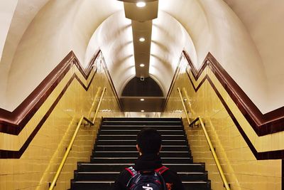 Low angle view of illuminated staircase
