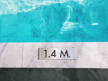 High angle view of text on swimming pool