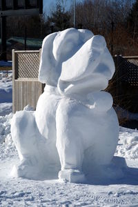 Snow covered stone wall
