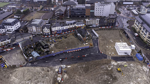 High angle view of city street